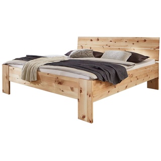 Bett 90x200 cm aus Zirbenholz mit Latten-Kopfteil - Presanella