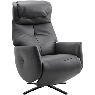 Xora Massagesessel, Schwarz, Dunkelgrau, Metall, Textil, Leder, Echtleder, Rindleder, 77x113x86 cm, Relaxfunktion, Liegefunktion, Netzbetrieb, Massagefunktion, Wohnzimmer, Sessel, Massagesessel