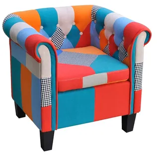 vidaXL Cocktailsessel Patchwork-Design Polyester 61,8 x 54,3 x 60 cm mehrfarbig