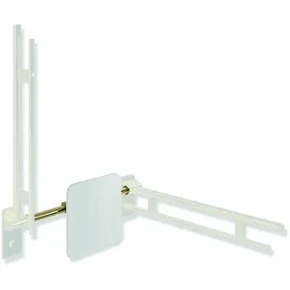 HEWI Rückensstütze System 900, PVD Gold glänzend, 330 mm hoch, 150 mm tief, Achsmaß 588–688 mm verstellbar, für Stützklappgriffe