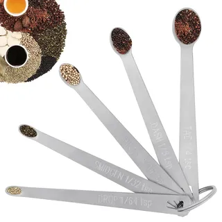 5-teiliges Mini-Messlöffel-Set aus Edelstahl, kleine Messlöffel für Zuhause, Küche, Backen, Kochen, leicht zu lesen, Tad 1/4 Teelöffel, Dash 1/8 Teelöffel, Prise 1/16 Teelöffel, Smidgen 1/32