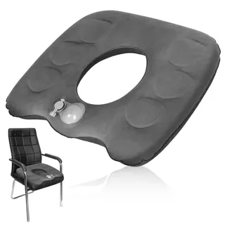WIYETY Aufblasbares Sitzkissen Orthopädisch, Hämorrhoiden Sitzkissen, Ergonomisches Sitzkissen, Ergonomisches Sitzkissen, Steißbeinkissen, Sitzkissen Aufblasbar für Bürostuhl Sitzkissen (Grau)