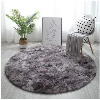 luxuskollektion Hochflorteppich rund 140 x 140 cm Grau