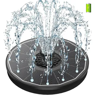 SZMP Solar Springbrunnen mit 3.5 Watt, 2000mAh Akku - Arbeiten an Trüben Tagen - 2025 Upgrade Glas Solar Teichpumpe Wasserpumpe Solar Schwimmender Fontäne Pumpe mit 8 Effekte für Garten, Vogel-Bad