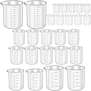 26 Stück Messbecher Set, 30ml 50ml 100ml 150ml 250ml 500ml 1000ml, Präzisions Messbecher mit Waage, Hitzebeständig Kunststoff Ml-Messbecher, für