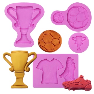 Fußball-Silikon-Fondant-Formen, 4 Packungen, Fußball-Sneaker, Schokoladenformen für Jungen, Geburtstagskuchendekoration, Cupcake-Topper, Süßigkeiten, Harzton