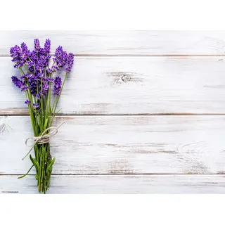 Tischsetmacher Platzset Tischset I Platzset - Blumen - Lavendel auf Holz - 12 Stück aus hochwertigem Papier in Aufbewahrungsmappe, perfekt für Frühlingsdekoration, (12-St) weiß