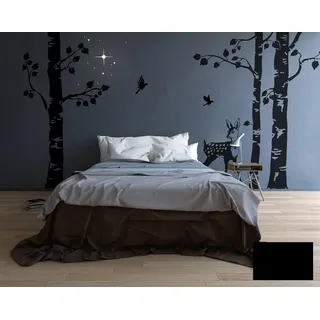 Wandtattoo Wandaufkleber Birken Baum Wald Birkenbäume Reh Vögel Sterne M1629 - ausgewählte Farbe: *Schwarz* - ausgewählte Größe: *XXL - 320cm hoch*
