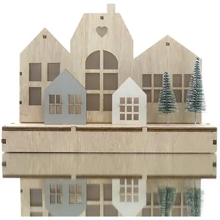 Riffelmacher & Weinberger LED Häuserszene Modern Natur klein 25 x 18 cm