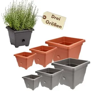 Pflanzkübel Rechteckig Pflanzkübel Groß Außen Blumenkübel Outdoor Pflanztopf Pflanzkasten Blumentopf Wasserspeicher 40x40 cm anthrazit