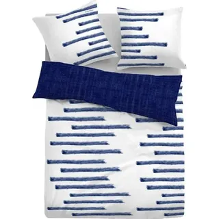 Tom Tailor Bettwäsche Satin blau weiß Streifen 135 x 200 cm 80 x 80 cm