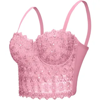Woboren Damen Korsett Bustier BH Dessous Tank Top Trägertop Crop Top Corsage Clubwear Shirt Unterhemd top - XS