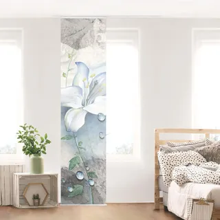 micasia Schiebegardine halbtransparent 60er Paneel Klett Blumen Textil lichtdurchlässig - Motiv Modern Flächenvorhang Wohnzimmer Schlafzimmer 1694 (60x250 cm - 1 St.)