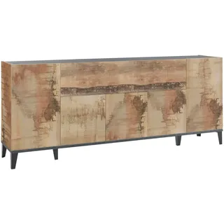 Dmora Kommode Vittorio, Küchen-Sideboard mit 6 Türen, Buffet für Wohnzimmer, 100% Made in Italy, cm 200x40h82, Schiefer und Ahorn