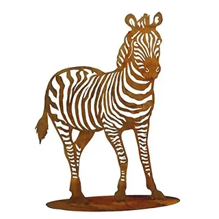 Gartenfigur Rost auf festem Stand – Hochwertig & Wetterfest - Metall Tierfigur - Edelrost Dekofigur/Tier Figur – Gartendeko/Dekoration (Zebra - Höhe 150cm)