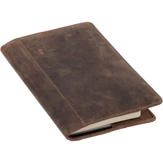 Roberto Romano 48218 - Ledereinband DIN A5, Lederhülle für Notizbuch, Buchhülle aus Echt-Leder, Buchumschlag-Einband mit Lesezeichen, 8 Visitenkartenfächer und Stiftschlaufe, ca. 22,5 x 15,5 cm, Braun