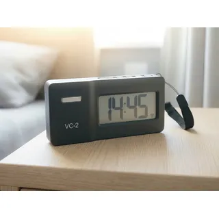 HUMANTECHNIK Funk-Reisewecker VC-2, 85 dB extra laut, starke Vibration, Blitzlicht schwarz