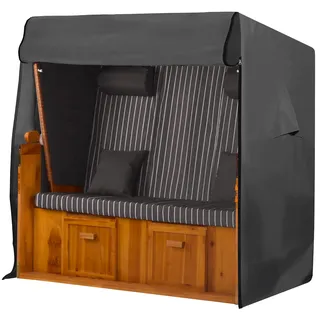 GARTENTECH Strandkorb Schutzhülle XXL Winterfest 160 cm passend 150 breit 155 breit 600D Oxford wasserdicht Strandkorbhülle UV Beständig Abdeckung für Strandkorb