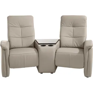exxpo - sofa fashion "Tivoli, Kinosofa, bequem", grau (stein), B:207cm H:109cm T:97cm, NaturLeder;Luxus-Microfaser, »Aqua Clean« (50% Polyester, 35% Polyacryl, 15% Polyamid);Softlux-Kunstleder, Sofas, mit Relaxfunktion, integrierter Tischablage und