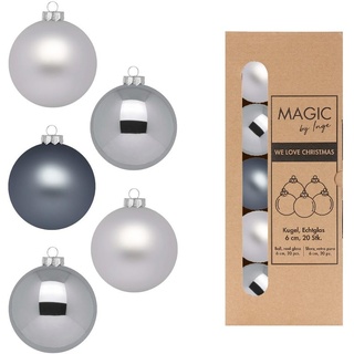 Weihnachtsbaumkugeln-Inge Glas-Grau-Mix-Hazy Grey-6cm-20 Stück