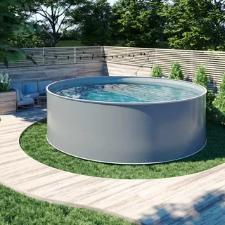 Stahlwandpool Set Rundpool Anthrazit Aufstellpool 1,20m Tief Größen ⌀ 3m 4m 5m