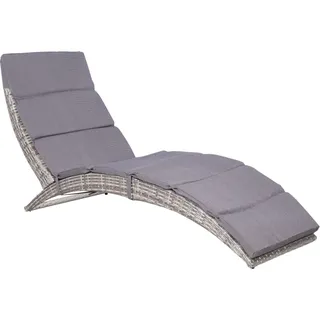 Sonnenliege Mit Auflage Klappbar Poly Rattan Grau Vidaxl