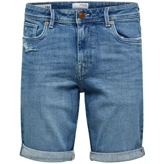 Selected Herren Jeans Shorts SLHALEX 21407 L.B Slim Fit Blau 16083040 Normaler Bund Reißverschluss S