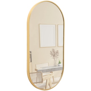 Terra Home Wandspiegel - Oval, 60x30 cm, Roségold Kupfer, Modern, Metallrahmen Spiegel, HOCH und QUER Montage möglich - für Flur, Wohnzimmer, Bad oder Garderobe