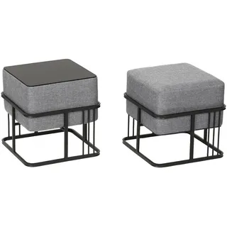 [en.casa] Hocker Tas 38 x 38 x 38 cm Hellgrau
