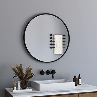 BD-Baode Runder Spiegel 40 cm Rund Dekospiegel Runder Badspiegel Ohne Beleuchtung Schwarz für Badezimmer, Waschräume, Schlafzimmer