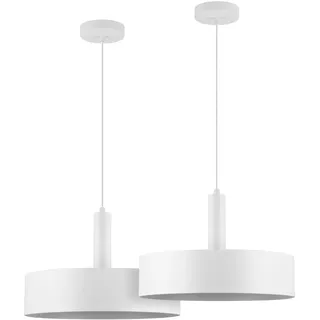 LED Universum - Pendelleuchte Victoria Ø 40cm Metall rund für LED E27 Leuchtmittel max 40W (exklusive) höhenverstellbar bis 150cm Esstisch Wohnzimmer Hängelampe Deckenlampe weiß 2er Set