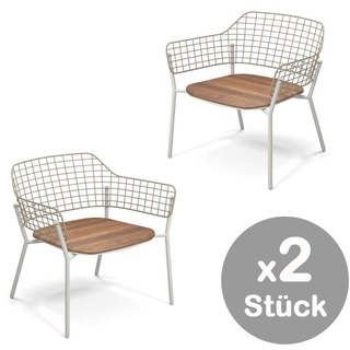 Emu Lyze 2er Set Loungesessel Weiß-Taupe / Teakholz