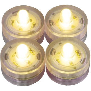 LED-Highlights Deko Kerzen Teelichter 4 er Set gelb leuchtend wasserdicht kabellos Batterie Stimmungslicht Tischlampe Innen Aussen