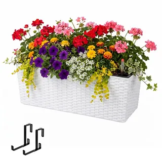 Relaxdays Balkonkasten 80 x 20 x 15 cm Weiß/Schwarz