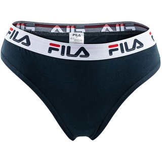 FILA Damen Brazilian Slips, Vorteilspack - Panty, Logo-Bund, Cotton Stretch, einfarbig, XS-XL Marine L 2 Slips (2x1S)