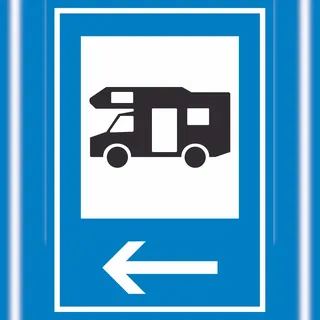 HB-Druck Hinweisschild Campingplatz Wohnmobil mit Pfeil links 29,7 x 42 cm