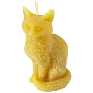 Aspinaworld Bienenwachskerze Katzen Kerze 8 cm natur – Fell Optik langhaarig (1-tlg) gelb