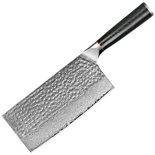KingLux Hackmesser Damaststahl 18cm Chinesisches Kochmesser Hackbeil messer schwarz