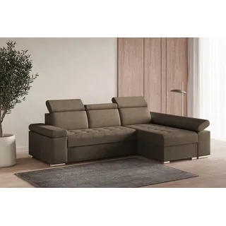moeblo Eckcouch Stoff mit Schlaffunktion 2-Sitzer Braun