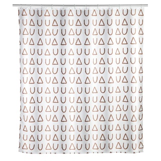 WENKO Duschvorhang Avila, 180 x 200 cm, Vorhang aus 100 % Polyester mit Metallösen & Gummi-Gewichtsband für Dusche und Badewanne, wasserabweisend & waschbar, inkl. 12 weißen Duschvorhangringen