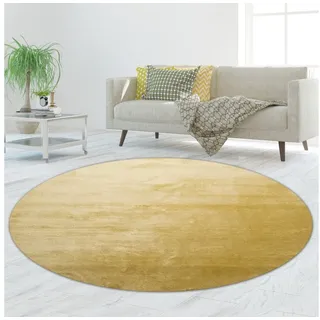 TeppichHome24 Teppich Shaggy Teppich goldfarben, rund goldfarben rund | 200 cm x 200 cm
