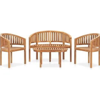 Ankonbej 4-tlg. Garten-Lounge-Set Massivholz Teak