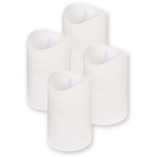 ToCi LED Kerzen Weiß Ø 7,5 x 10 cm - 4er Set flammenlose Echtwachs-Kerzen - mit beweglicher Flamme und Timer - Adventskerzen Grablicher