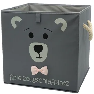 Sappralot Kids - Bär Aufbewahrungsbox grau für Kinder, Baby Aufbewahrungskorb, schöne praktische Spielzeugkiste für jedes Kinderzimmer, kompatibel mit IKEA Kallax Regale (33x33x33), Bär (rosa)