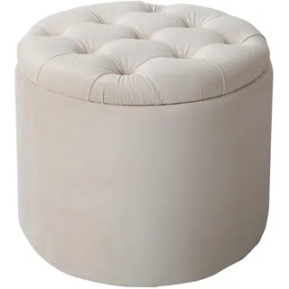 Riess Ambiente Eleganter Hocker MODERN BAROCK 50cm beige Samt Samt Couchtisch Tisch Aufbewahrungskorb Sitzhocker