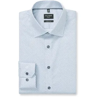 Olymp Langarmhemd "No 6", Herren, Gr. 43, N-Gr, bleu, Web, Obermaterial: 97% Baumwolle, 3% Elastolefin, gemustert, sehr schmal normal, 2-Knopf-Manschette, Hemden, Businesshemd, super slim, New York Kentkragen