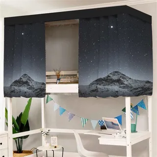 FANSU Etagenbett Vorhang, 3D Bergdruck Bettvorhang Hochbett Etagenbett Blackout Staubdicht Privatsphäre Bett Vorhang Vorhänge Moskitonetz für Schlafzimmer Kinderzimmer (Sterne,1.2x2m)