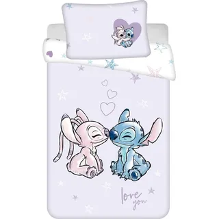 Jerry Fabrics Lilo und Stitch Baby lila Wende Bettwäsche Kopfkissen Bettdecke Set 100x135cm Kleinkind