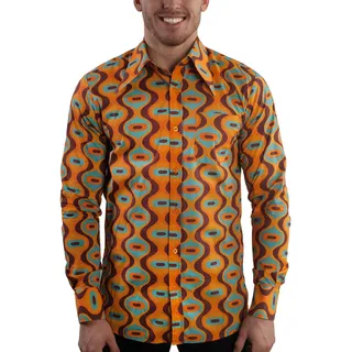Comycom 70er-Jahre Herren Hemd Drops türkis - XL