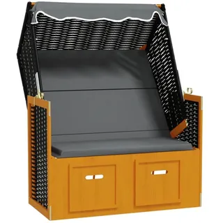 furnicato Strandkorb mit Dach Poly Rattan & Massivholz Schwarz Anthrazit, BxTxH: 55x55x156 cm, (1-tlg) schwarz